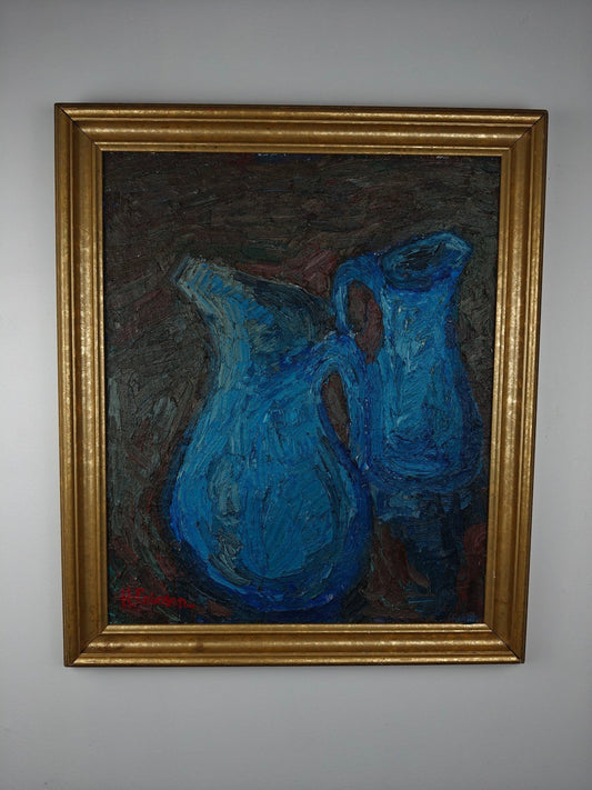 Harry Ericson – “Blå kannor (Blue Jugs)” – Oil Painting on Linen Canvas – Still Life