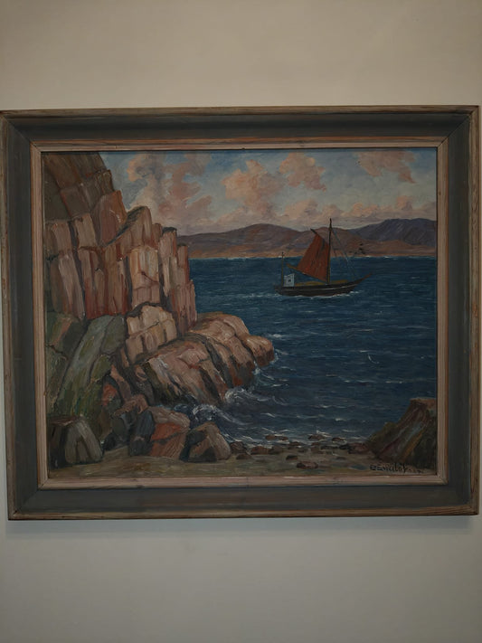 Archipelago with Sailboat — Oil Painting by Elfrida Ewerlöf, 1959 (W101)