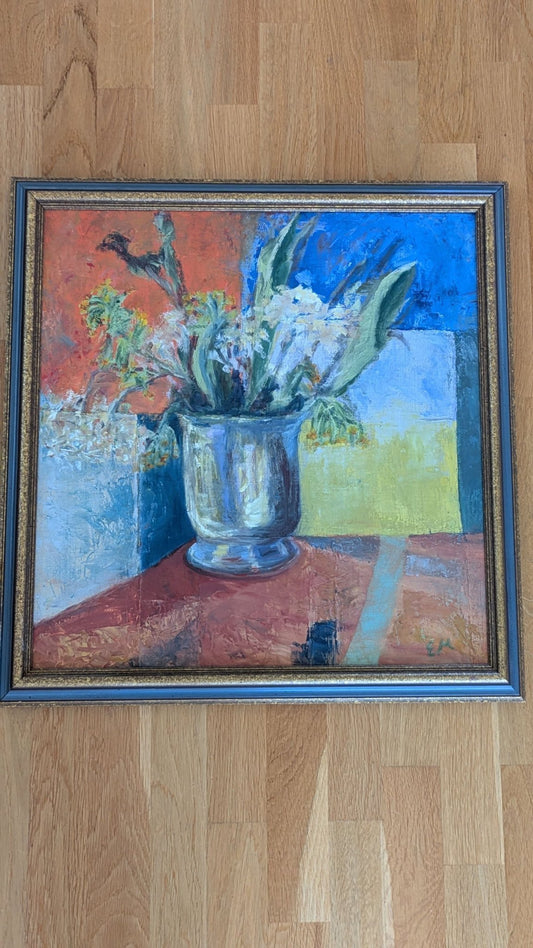 Signed Oil Painting – Floral Still Life in Vase - Eva Mellgren
