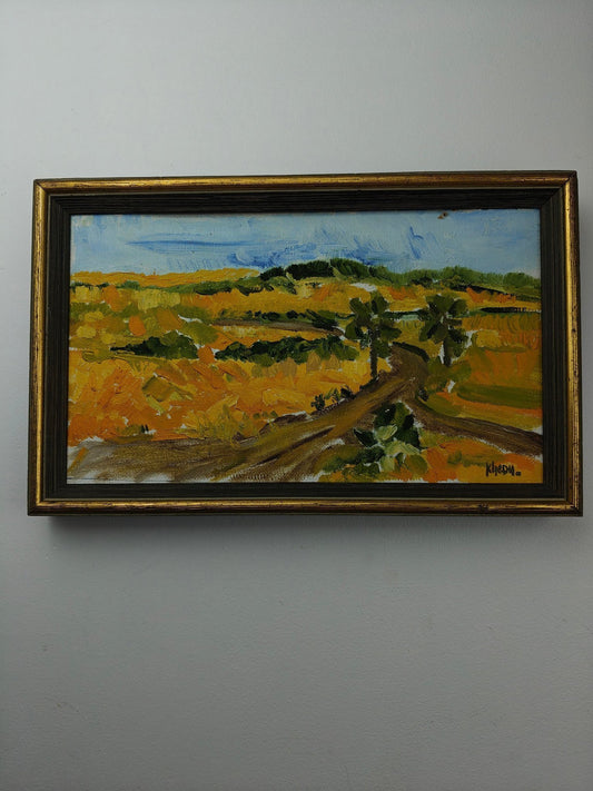 Landscape with Road – Signed Oil Painting, "Kindh" – 1974