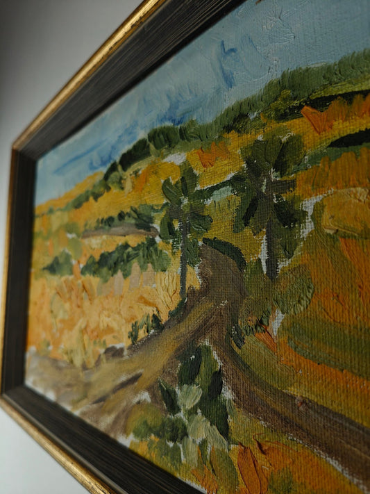 Landscape with Road – Signed Oil Painting, "Kindh" – 1974