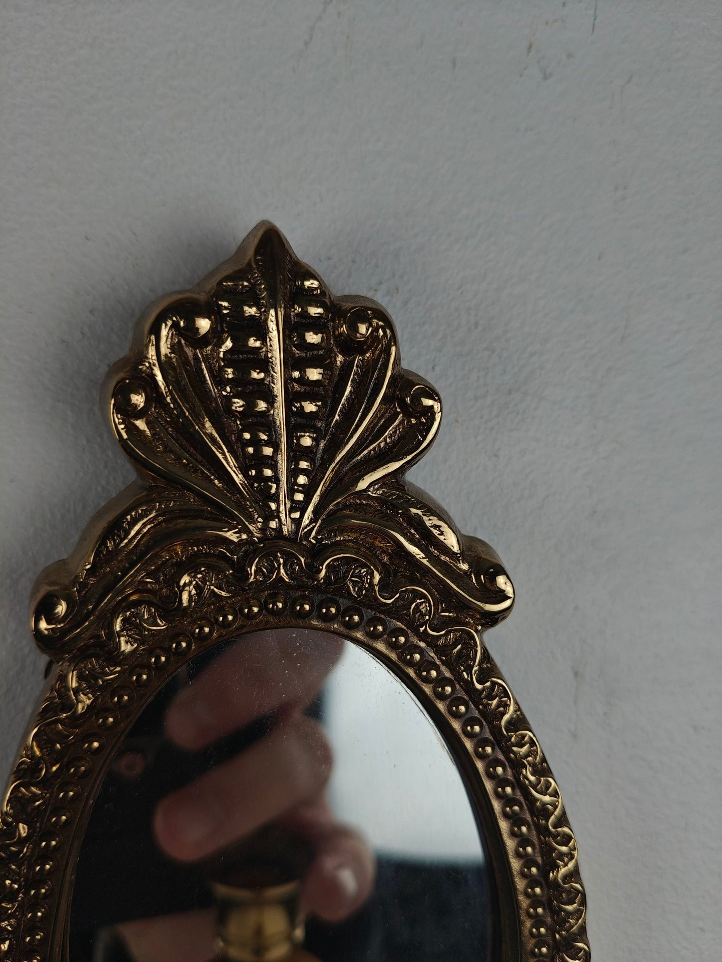 Pair of Brass Wall Sconces with Mirror – Baroque  Rococo Style