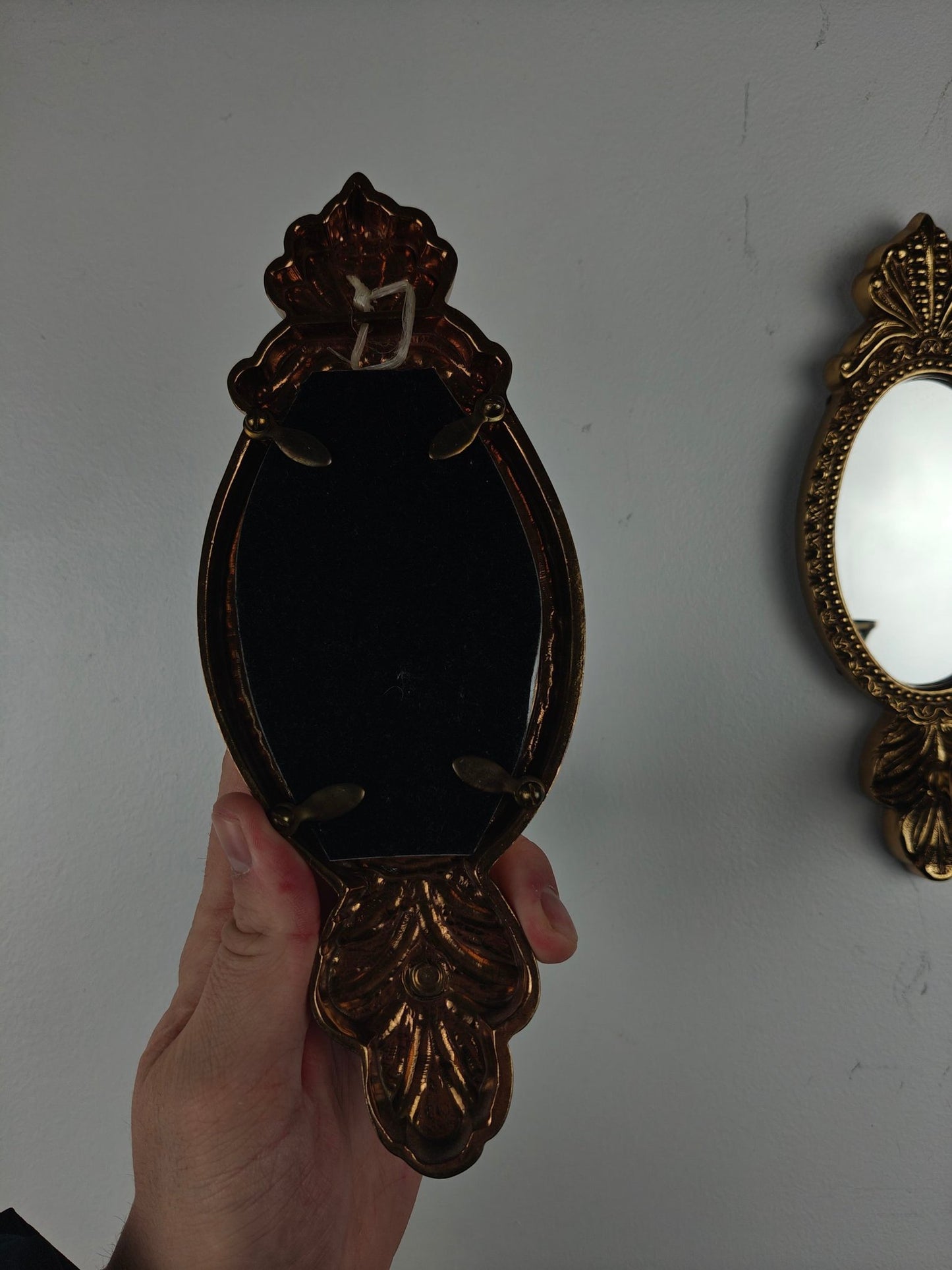 Pair of Brass Wall Sconces with Mirror – Baroque  Rococo Style