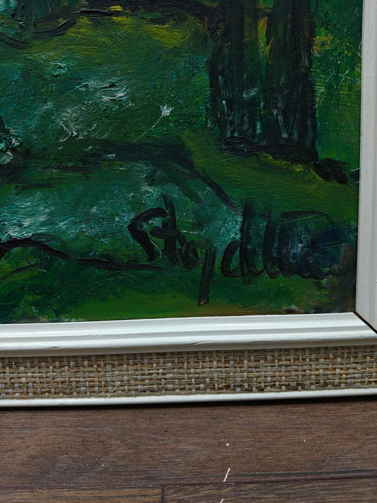 Stig Allan – Landscape by the Water – Signed Oil Painting on Panel