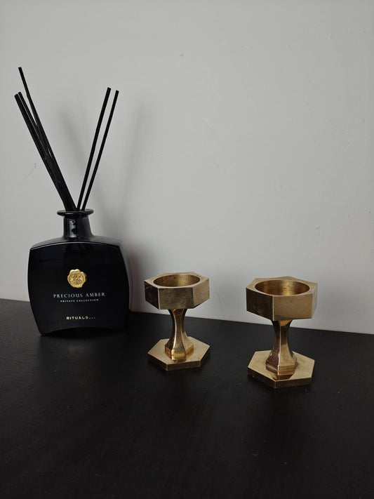 Pair of Vallon Brass Candle Holders — Signed “LÅ” — Attributed to Lars Åkesson (W138)