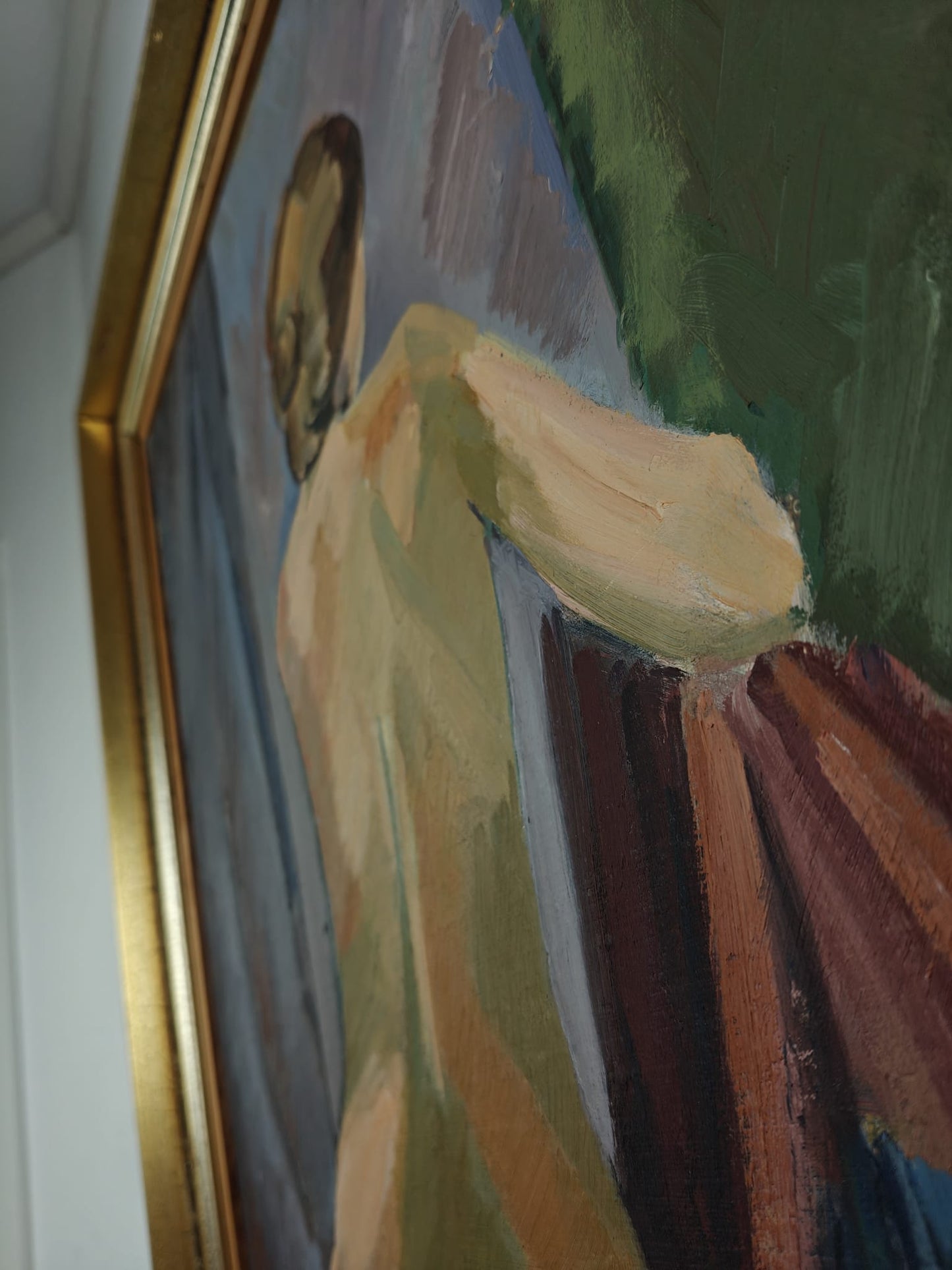 Seated Nude Woman – Oil on Canvas, Signed “IH” (W141)