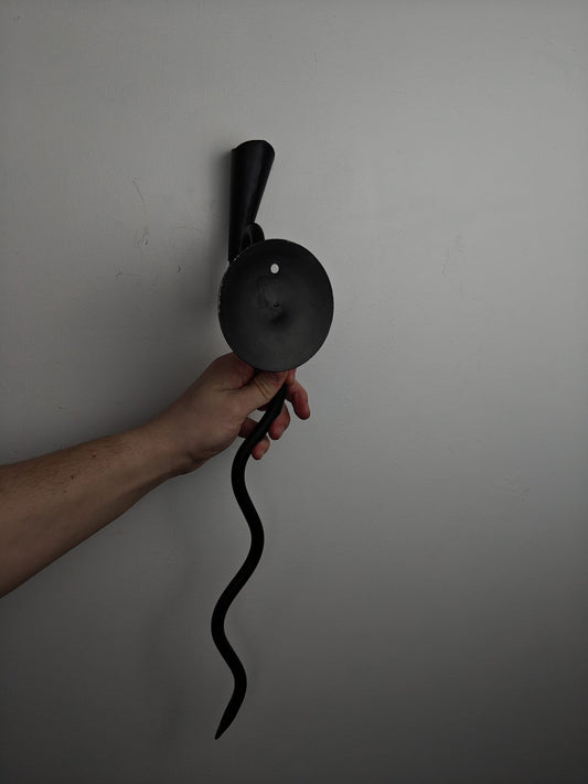 Pair of Hand-Forged Black Iron Wall Candle Sconces – Sculptural Design (W130)